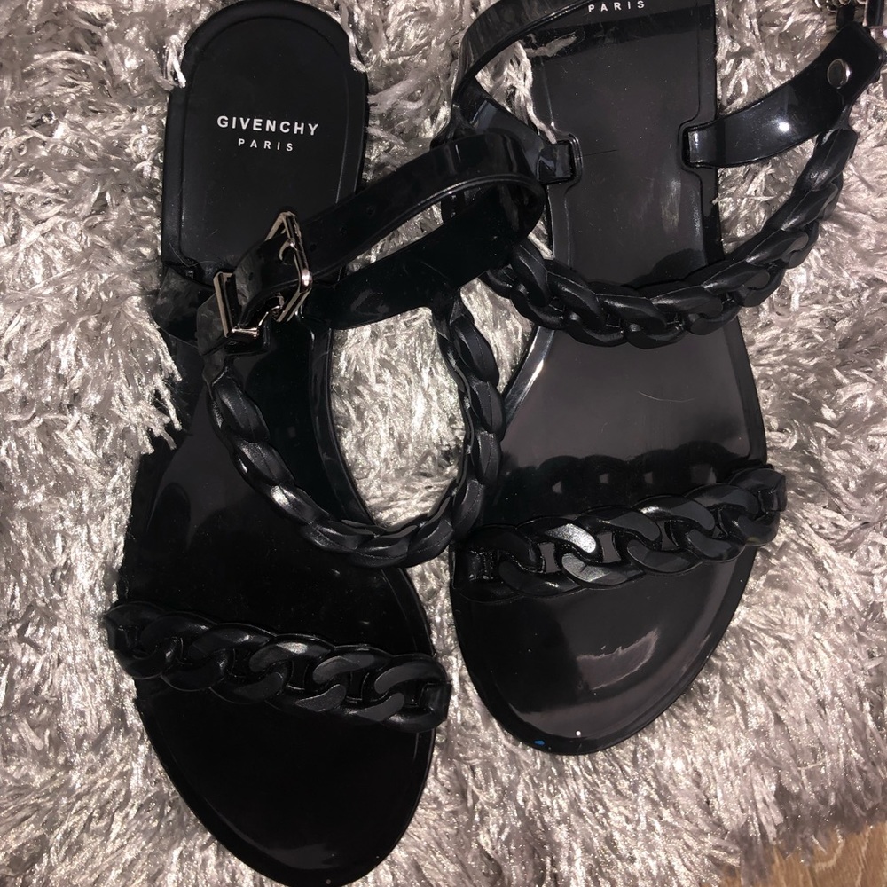Givenchy black rubber jelly flat sandals